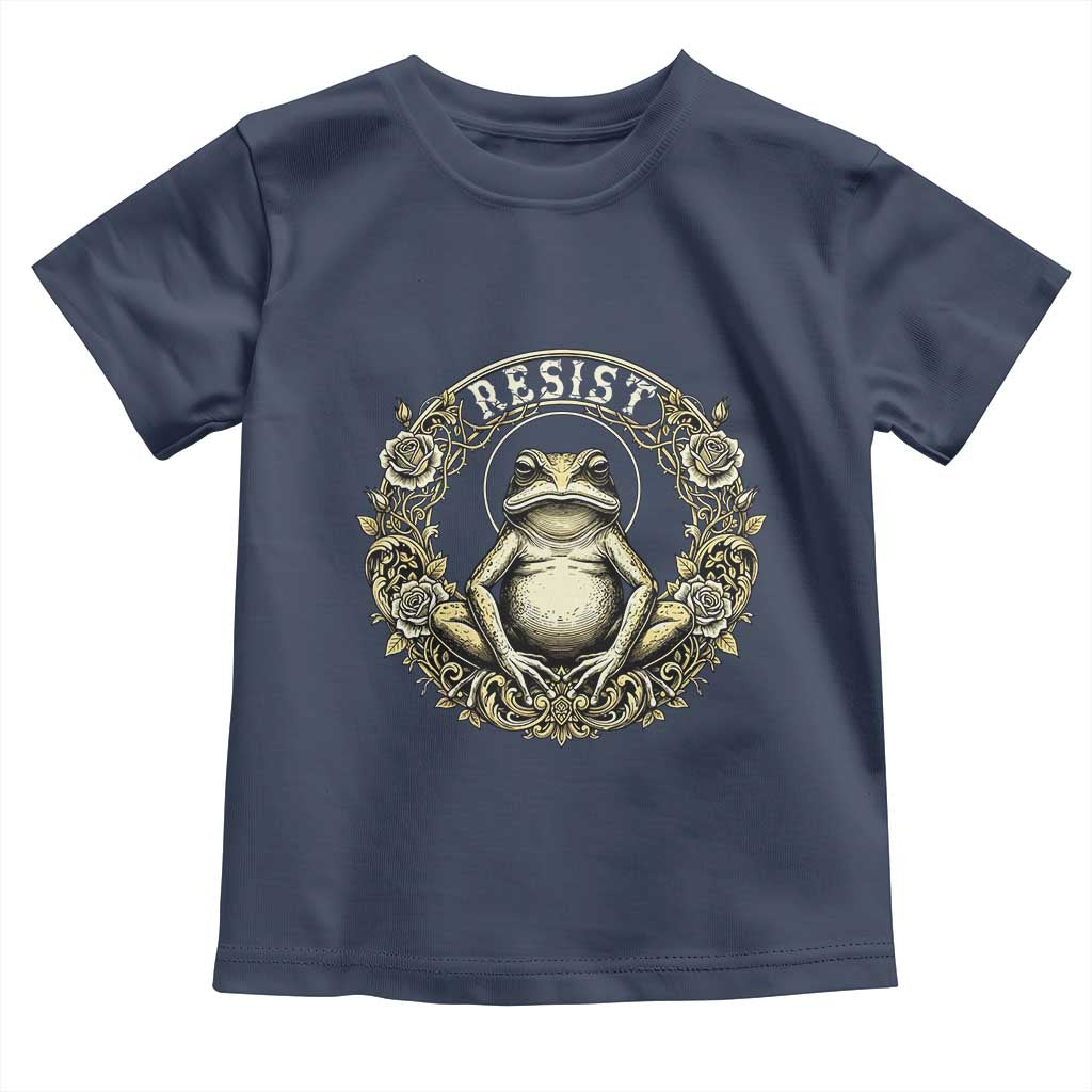 Zen Frog Resist Toddler T Shirt Sacred Resistance Protest Ornate Style Graphic TS02 Navy Print Your Wear