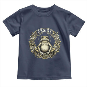 Zen Frog Resist Toddler T Shirt Sacred Resistance Protest Ornate Style Graphic TS02 Navy Print Your Wear