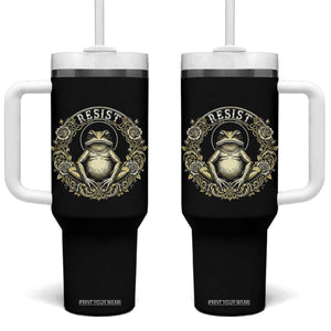 Zen Frog Resist Tumbler With Handle Sacred Resistance Protest Ornate Style Graphic TS02 One Size: 40 oz Black Print Your Wear