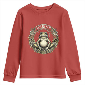 Zen Frog Resist Youth Sweatshirt Sacred Resistance Protest Ornate Style Graphic TS02 Red Print Your Wear