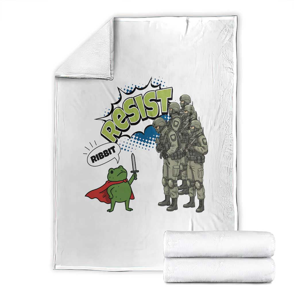 Funny Frog Protest Comic Graphic Throw Blanket Ribbit Resist Stand Against TS02 White Print Your Wear