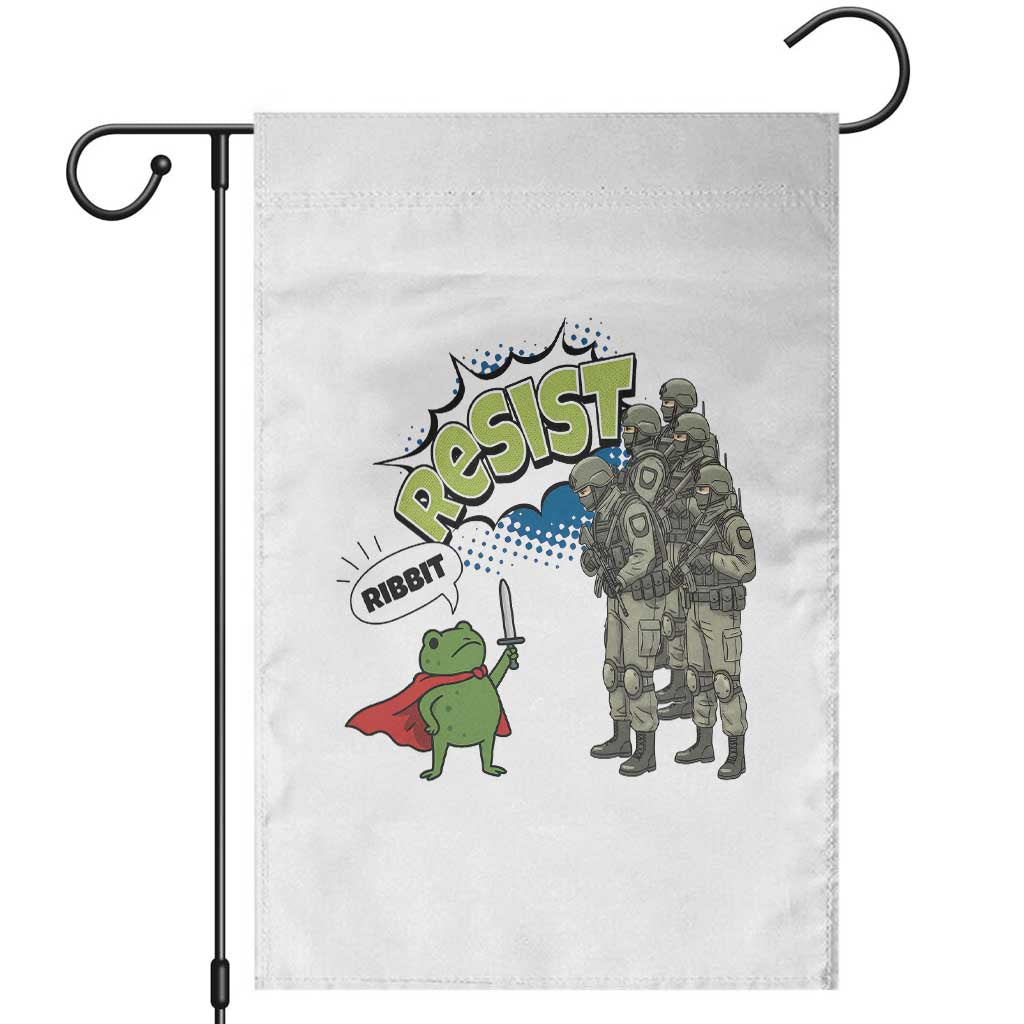 Funny Frog Protest Comic Graphic Garden Flag Ribbit Resist Stand Against - Print Your Wear
