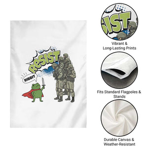 Funny Frog Protest Comic Graphic Garden Flag Ribbit Resist Stand Against - Print Your Wear