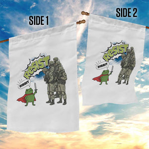 Funny Frog Protest Comic Graphic Garden Flag Ribbit Resist Stand Against - Print Your Wear
