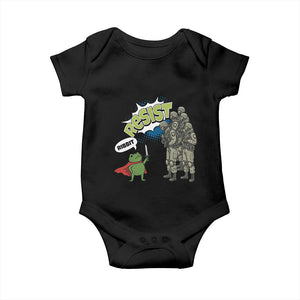 Funny Frog Protest Comic Graphic Baby Onesie Ribbit Resist Stand Against TS02 Black Print Your Wear