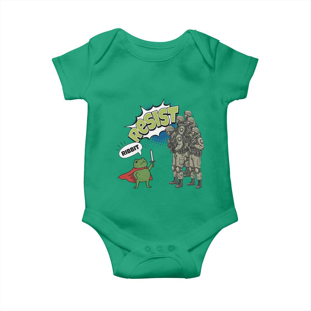 Funny Frog Protest Comic Graphic Baby Onesie Ribbit Resist Stand Against TS02 Irish Green Print Your Wear