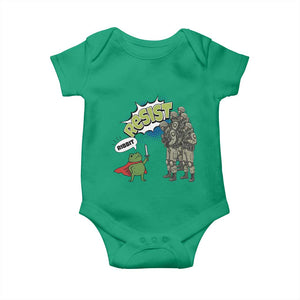 Funny Frog Protest Comic Graphic Baby Onesie Ribbit Resist Stand Against TS02 Irish Green Print Your Wear