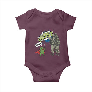 Funny Frog Protest Comic Graphic Baby Onesie Ribbit Resist Stand Against TS02 Maroon Print Your Wear