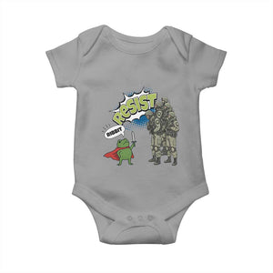 Funny Frog Protest Comic Graphic Baby Onesie Ribbit Resist Stand Against TS02 Sport Gray Print Your Wear
