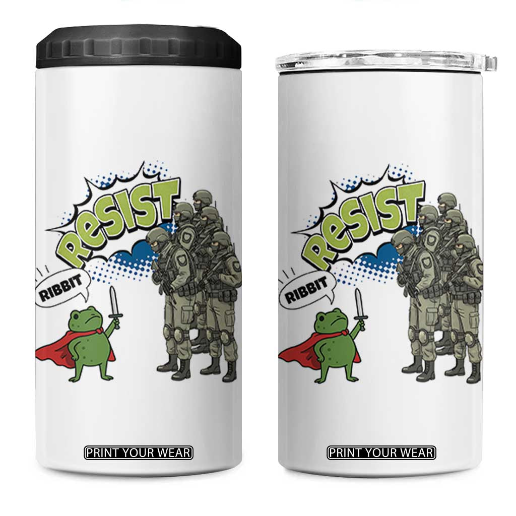 Funny Frog Protest Comic Graphic 4 in 1 Can Cooler Tumbler Ribbit Resist Stand Against TS02 One Size: 16 oz White Print Your Wear