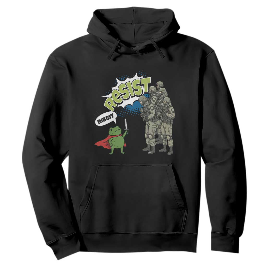 Funny Frog Protest Comic Graphic Hoodie Ribbit Resist Stand Against TS02 Black Print Your Wear