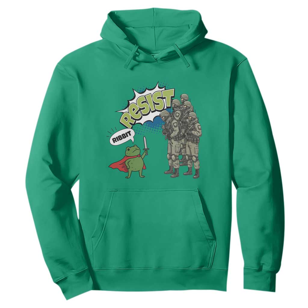 Funny Frog Protest Comic Graphic Hoodie Ribbit Resist Stand Against TS02 Irish Green Print Your Wear
