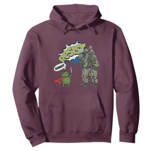 Funny Frog Protest Comic Graphic Hoodie Ribbit Resist Stand Against TS02 Maroon Print Your Wear