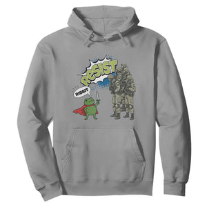 Funny Frog Protest Comic Graphic Hoodie Ribbit Resist Stand Against TS02 Sport Gray Print Your Wear