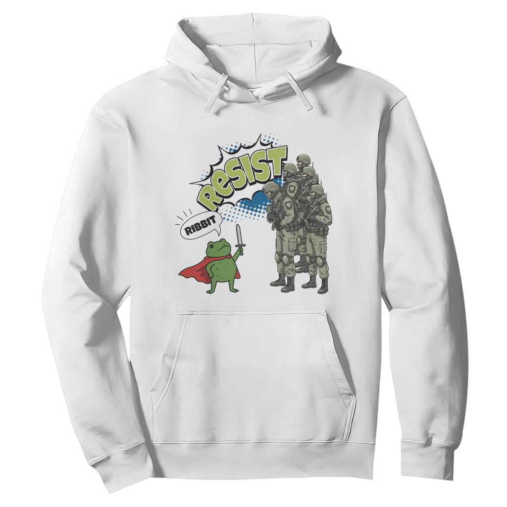 Funny Frog Protest Comic Graphic Hoodie Ribbit Resist Stand Against TS02 White Print Your Wear
