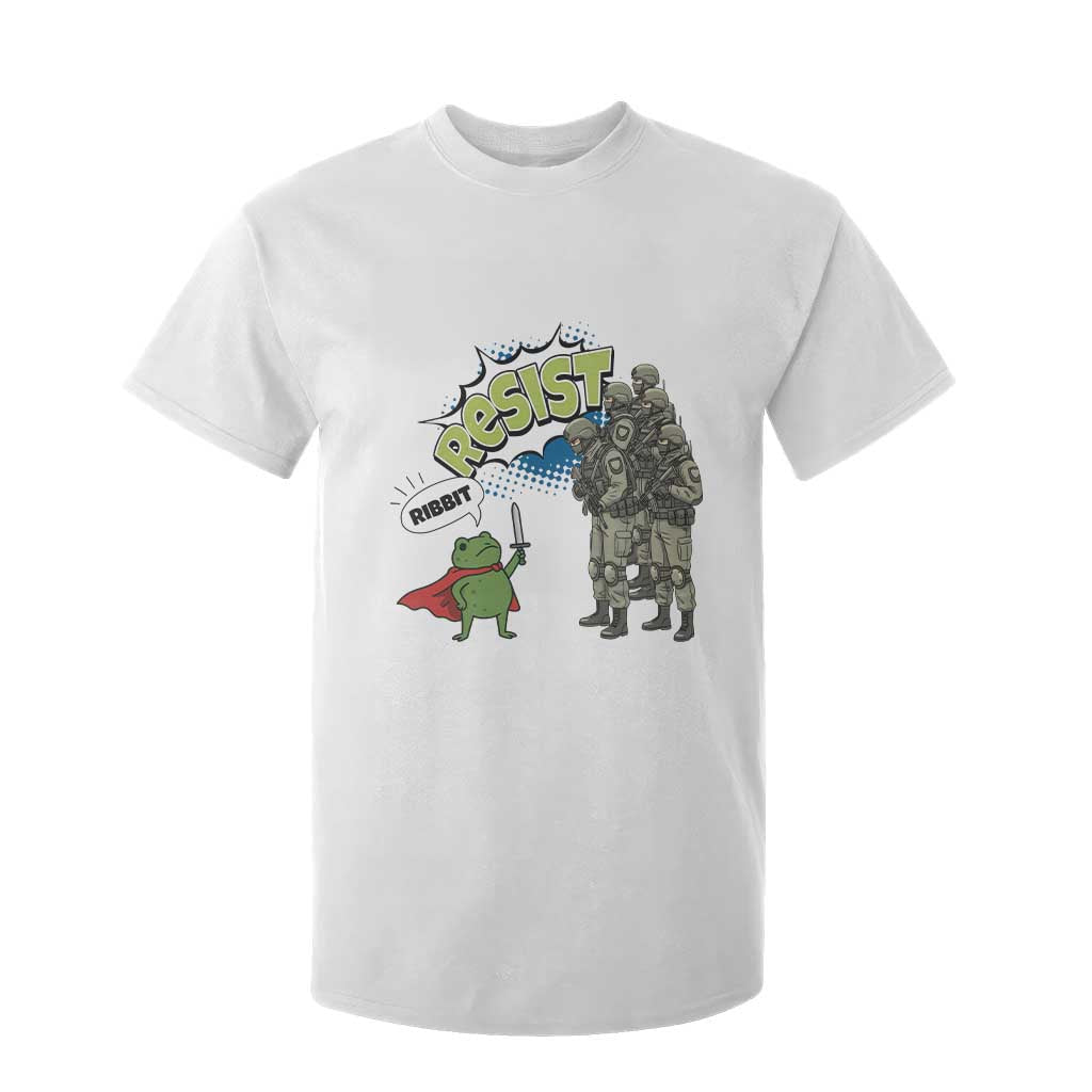 Funny Frog Protest Comic Graphic T Shirt For Kid Ribbit Resist Stand Against TS02 White Print Your Wear