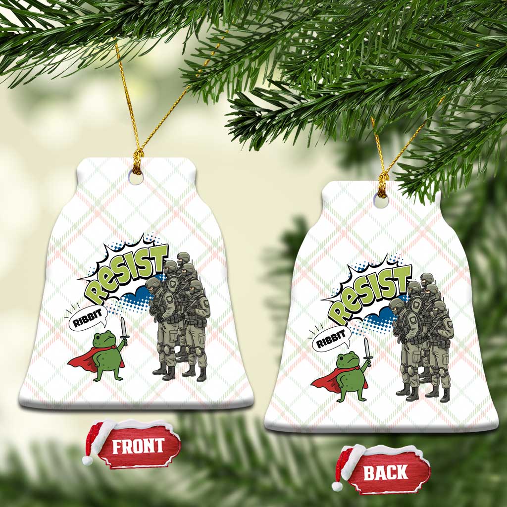 Funny Frog Protest Comic Graphic Ceramic Ornament Ribbit Resist Stand Against - Print Your Wear