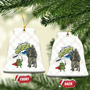 Funny Frog Protest Comic Graphic Ceramic Ornament Ribbit Resist Stand Against - Print Your Wear