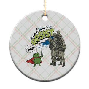 Funny Frog Protest Comic Graphic Ceramic Ornament Ribbit Resist Stand Against - Print Your Wear