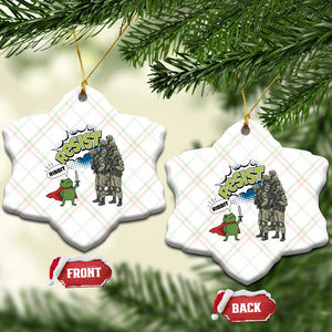 Funny Frog Protest Comic Graphic Ceramic Ornament Ribbit Resist Stand Against - Print Your Wear