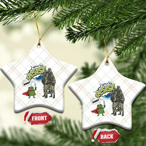 Funny Frog Protest Comic Graphic Ceramic Ornament Ribbit Resist Stand Against - Print Your Wear