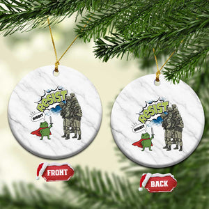 Funny Frog Protest Comic Graphic Ceramic Ornament Ribbit Resist Stand Against - Print Your Wear