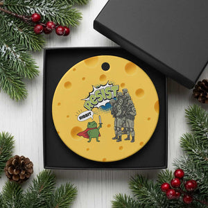 Funny Frog Protest Comic Graphic Ceramic Ornament Ribbit Resist Stand Against - Print Your Wear