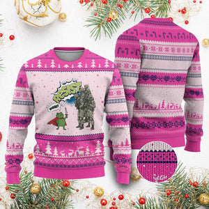 Funny Frog Protest Comic Graphic Ugly Christmas Sweater Ribbit Resist Stand Against TS02 Hot Pink Print Your Wear