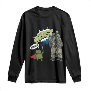 Funny Frog Protest Comic Graphic Long Sleeve Shirt Ribbit Resist Stand Against TS02 Black Print Your Wear