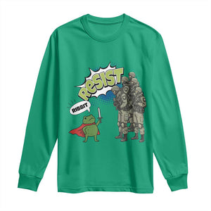 Funny Frog Protest Comic Graphic Long Sleeve Shirt Ribbit Resist Stand Against TS02 Irish Green Print Your Wear