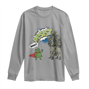 Funny Frog Protest Comic Graphic Long Sleeve Shirt Ribbit Resist Stand Against TS02 Sport Gray Print Your Wear