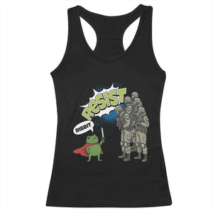 Funny Frog Protest Comic Graphic Racerback Tank Top Ribbit Resist Stand Against TS02 Black Print Your Wear