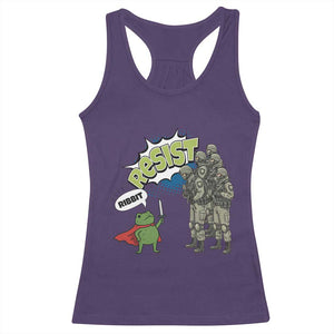 Funny Frog Protest Comic Graphic Racerback Tank Top Ribbit Resist Stand Against TS02 Purple Print Your Wear