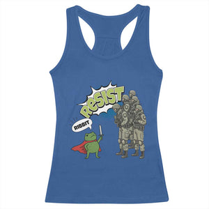 Funny Frog Protest Comic Graphic Racerback Tank Top Ribbit Resist Stand Against TS02 Royal Blue Print Your Wear