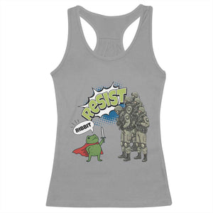 Funny Frog Protest Comic Graphic Racerback Tank Top Ribbit Resist Stand Against TS02 Sport Gray Print Your Wear
