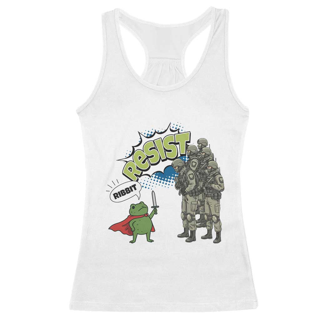 Funny Frog Protest Comic Graphic Racerback Tank Top Ribbit Resist Stand Against - Print Your Wear