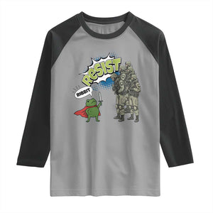 Funny Frog Protest Comic Graphic Raglan Shirt Ribbit Resist Stand Against TS02 Sport Gray Black Print Your Wear