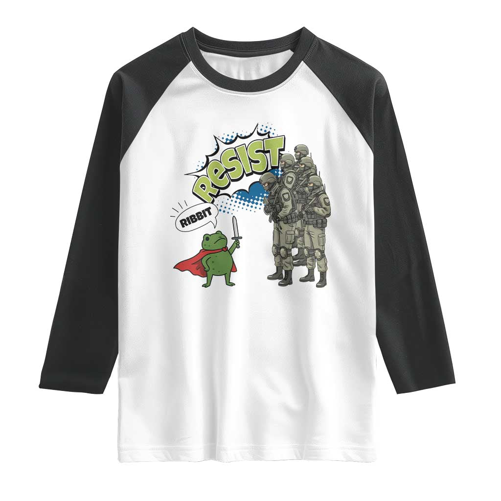 Funny Frog Protest Comic Graphic Raglan Shirt Ribbit Resist Stand Against TS02 White Black Print Your Wear