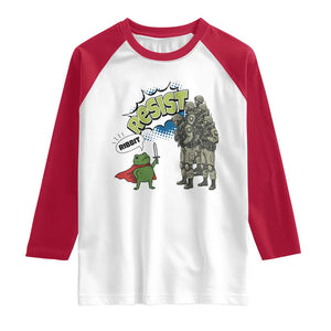 Funny Frog Protest Comic Graphic Raglan Shirt Ribbit Resist Stand Against TS02 White Red Print Your Wear