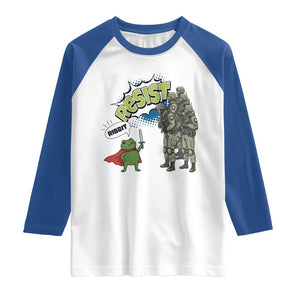 Funny Frog Protest Comic Graphic Raglan Shirt Ribbit Resist Stand Against TS02 White Royal Print Your Wear