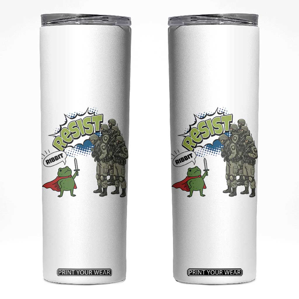 Funny Frog Protest Comic Graphic Skinny Tumbler Ribbit Resist Stand Against TS02 White Print Your Wear