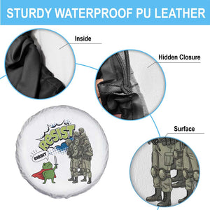 Funny Frog Protest Comic Graphic Spare Tire Cover Ribbit Resist Stand Against - Print Your Wear