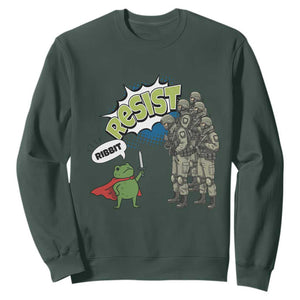Funny Frog Protest Comic Graphic Sweatshirt Ribbit Resist Stand Against TS02 Dark Forest Green Print Your Wear