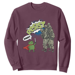 Funny Frog Protest Comic Graphic Sweatshirt Ribbit Resist Stand Against TS02 Maroon Print Your Wear