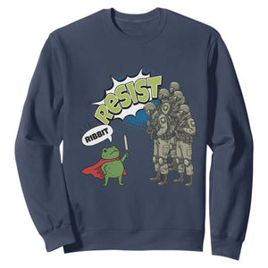 Funny Frog Protest Comic Graphic Sweatshirt Ribbit Resist Stand Against TS02 Navy Print Your Wear