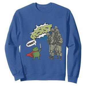 Funny Frog Protest Comic Graphic Sweatshirt Ribbit Resist Stand Against TS02 Royal Blue Print Your Wear
