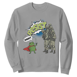 Funny Frog Protest Comic Graphic Sweatshirt Ribbit Resist Stand Against TS02 Sport Gray Print Your Wear