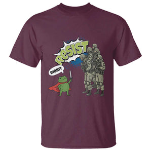 Funny Frog Protest Comic Graphic T Shirt Ribbit Resist Stand Against TS02 Maroon Print Your Wear
