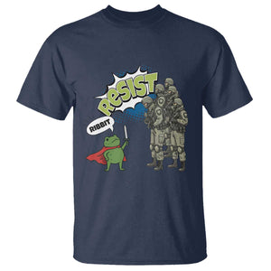 Funny Frog Protest Comic Graphic T Shirt Ribbit Resist Stand Against TS02 Navy Print Your Wear