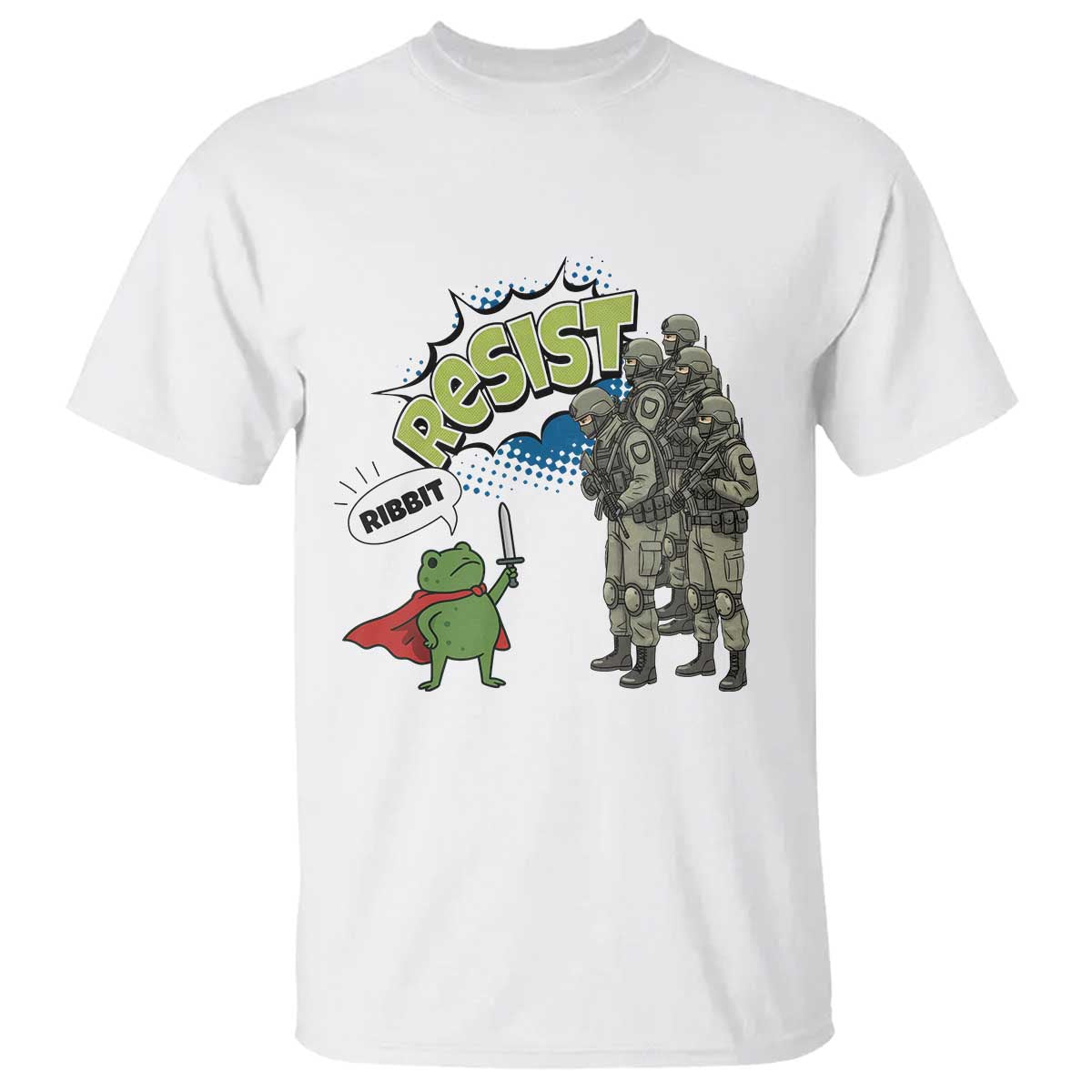 Funny Frog Protest Comic Graphic T Shirt Ribbit Resist Stand Against - Print Your Wear